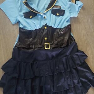 Women's Police Officer Halloween Costume Size XL - Blue and Black Comes With Hat